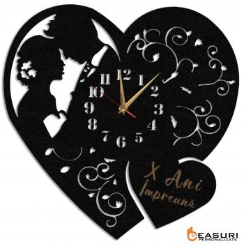 Ceas Personalizat inima cu mesaj aniversare casatorie - Diametru 45 cm