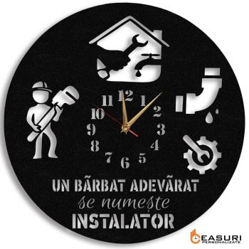 Ceas Personalizat pentru Instalator 01 Un Barbat Adevarat - Diametru 35 cm