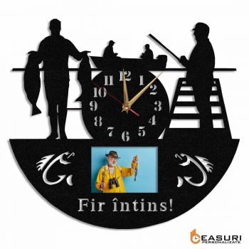 Ceas Personalizat pentru pescari cu poza Fir intins 04 - Diametru 45 cm