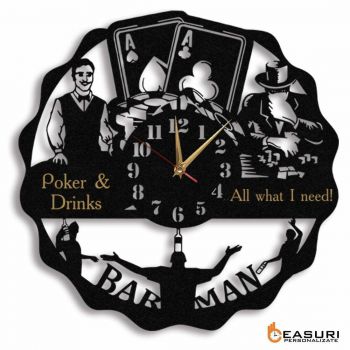 Ceas Personalizat Poker si Barman - Diametru 45 cm