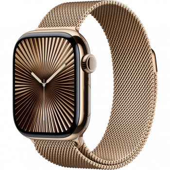 Apple Apple Watch S10 Cellular 42mm Gold Titanium Case with Gold Milanese Loop Apple Apple Watch S10 Cellular 42mm Gold Titanium Case with Gold Milanese Loop