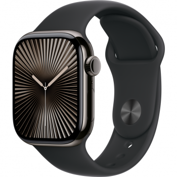Apple Apple Watch Series 10 GPS + Cellular, 42mm Slate Titanium Case, Black Sport Band - M/L