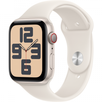 Apple SmartWatch Apple Watch SE (2024) v3, 44mm Aluminium Starlight cu Starlight Sport Band - S/M, GPS + Cellular