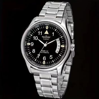 Ceas barbatesc Winner CS1731, automatic, otel inodixabil, argintiu, cadran negru