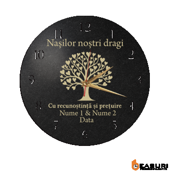 Ceas cadou pentru nasi cu nume si data - Diametru 25 cm