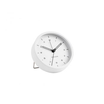 Ceas cu alarmă Karlsson Tinge, ø 9 cm, alb