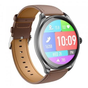 Ceas inteligent Smartwatch HOCO Y22, Ecran AMOLED 1.43inch, Procesor JL 7012A6, Bluetooth 5.2, Android/iOS (Maro/Negru)