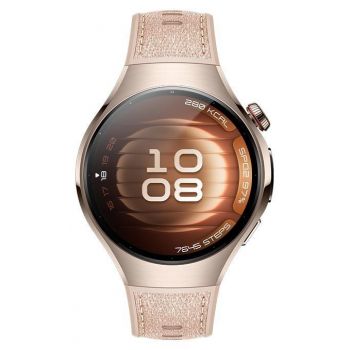 Ceas inteligent Smartwatch Huawei Watch 5, 42mm, Ecran AMOLED 1.38inch, Bluetooth, NFC, GPS, ECG, 5 ATM, Bratara Compozit (Roz)