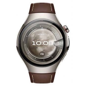 Ceas inteligent Smartwatch Huawei Watch 5, 46mm, Ecran AMOLED 1.5inch, Bluetooth, NFC, GPS, ECG, 5 ATM, Bratara Compozit (Maro)