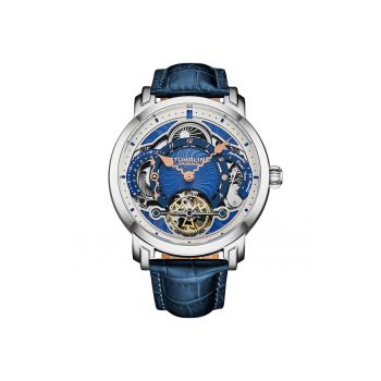 Ceas analog Celestial Timekeeper 1017 Dual Time automatic - 44 mm - original STUHRLING - Vanguard - albastru