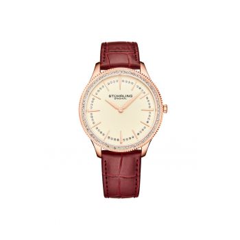 Ceas analog cu o curea tip piele de crocodil - 3985 Quartz 38mm -  3985 Q -ALB