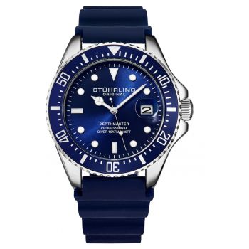 Ceas analog Depthmaster Quartz Diver 42 mm cu curea de cauciuc -  albastru