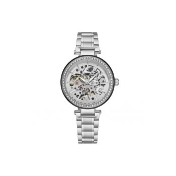Ceas autimatic cu mecanism vizibil - cristale si bratara din otel inoxidabil - 36 mm - original STUHRLING - Silver