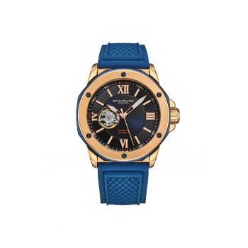 Ceas automatic cu mecanism partial vizibil Edwardian - Automatic 44mm Skeleton -  Barbati - Albastru