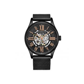 Ceas automatic cu o bratara tip plasa Atrium - Negru