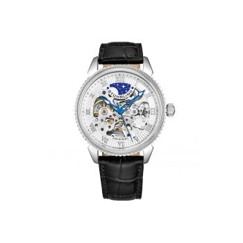 Ceas automatic cu o curea cu model de piele de crocodil -