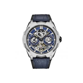 Ceas automatic dual time - albastru