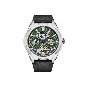 Ceas automatic dual time - verde inchis