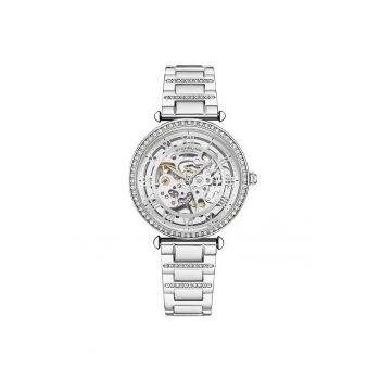 Ceas automatic Luxe Legacy 4023 - carcasa de 38 mm - cadran skeleton - original STUHRLING - Luxe L - argintiu