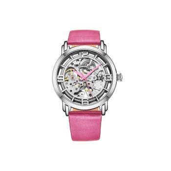 Ceas automatic Winchester cu mecanism vizibil - curea din twill satinat -  Monaco - argintiu