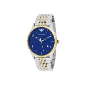 Ceas barbatesc -  41 mm - Curea piele - Argintiu/Albastru