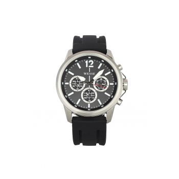 Ceas barbatesc  mecanism Quartz - rezistenta la apa 5 ATM - argintiu - curea neagra - display analogic