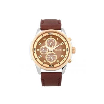 Ceas barbatesc  model WWG400104L - argintiu - curea maro - mecanism Quartz - rezistenta la apa 3 ATM