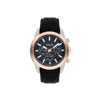 Ceas barbatesc  model WWG400702L - argintiu - curea neagra - mecanism Quartz - rezistenta la apa 5 ATM