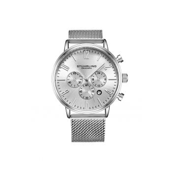 Ceas cronograf din inox - argintiu