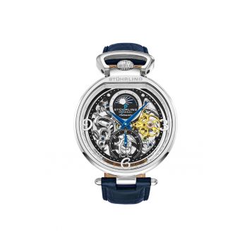 Ceas cu cadran skeleton Modena Dual Time - automat - 46 mm -  Voyage - negru