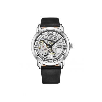 Ceas cu cadran skeleton Winchester - automat - curea din twill satinat -  Rasa M - argintiu