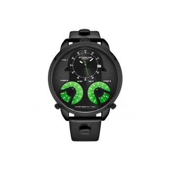 Ceas cu fuse orare multiple TerraTime Triple-Time de 50 mm - original STUHRLING - negru