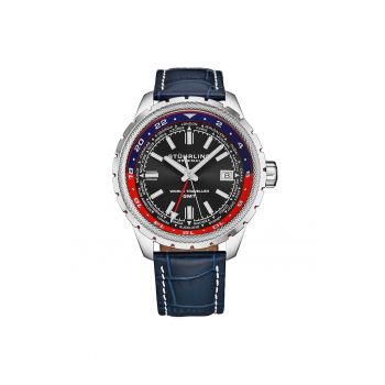 Ceas cu mecanism quartz Global Voyager - albastru