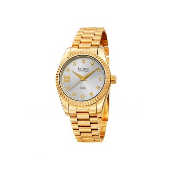 Ceas cu mecanism quartz si cristale - auriu