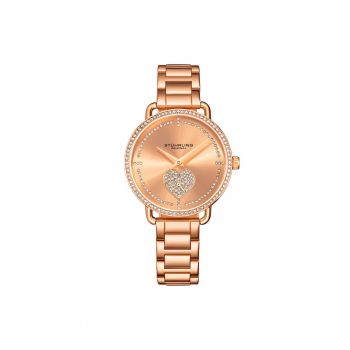 Ceas cu mecanism quartz si cristale Valentina - Auriu rose