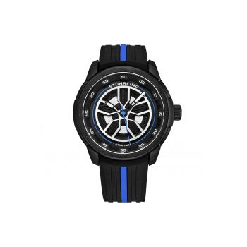 Ceas cu o curea din silicon Aviator - negru - albastru
