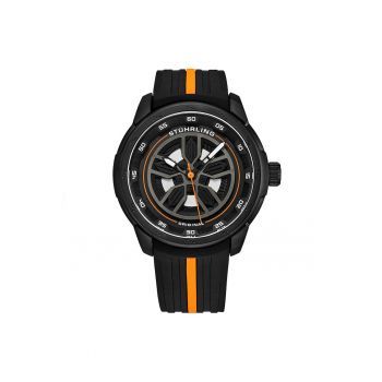 Ceas cu o curea din silicon Aviator - negru - portocaliu