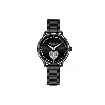 Ceas quartz cu cristale Valentina - Negru