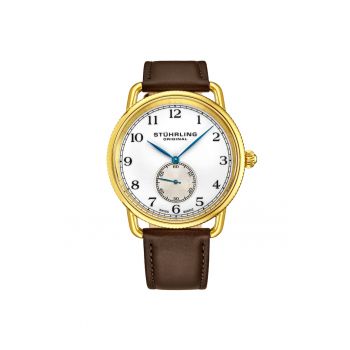 Ceas rotund analog Decor - Quartz - 41mm - curea din piele -  Elegan - Argintiu