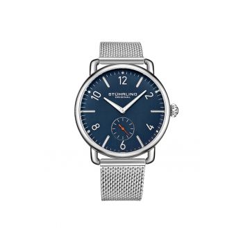 Ceas rotund analog Jenson 3939 Quartz 42 mm Classic -  Carrar - Albastru