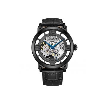 Ceas Winchester automat de 42 mm cu curea din piele -  Classi -Negru