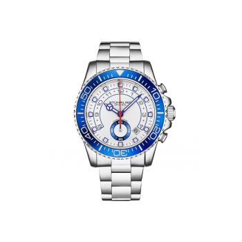 Ceas analog Brigadier Quartz Chronograph 42 mm cu bratara din otel inoxidabil -  Brigad - alb
