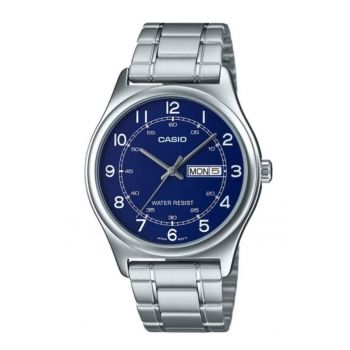 Ceas barbatesc -  MTP-V006D-2BUDF - Quartz - Casual - Cristal mineral - Otel - Albastru/Argintiu - 40 mm