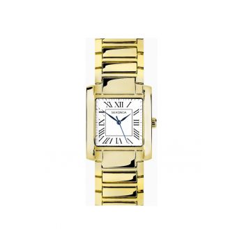 Ceas barbati  30244 - mecanism quartz - bratara aurie - cadran alb - rezistent la apa 30m