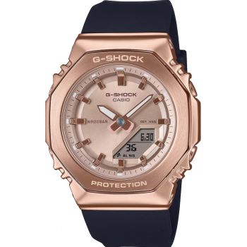 Ceas dama -  G-SHOCK Damski Octagon GM-S2110PG-1A4ER - roz aurie - curea cauciuc neagra - 41mm - rezistent la apa 200m