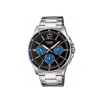 Ceas  MTP-1374PD-2AVEF - quartz - negru/argintiu - 5 ATM - bratara din inox