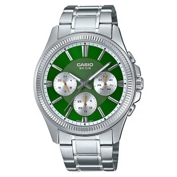 Ceas  MTP-1375PD-3AVEF - mecanism quartz - bratara din inox - cadran verde - rezistent la apa 50m