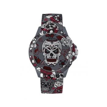 Ceas barbatesc  PEWUM2119560 - analog - carcasa rasina - bratara silicon - gri - 40mm