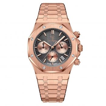 Ceas barbatesc Poedagar CS1840, otel inoxidabil, rose gold, cadran negru