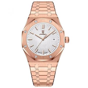Ceas barbatesc Poedagar CS1863, otel inoxidabil, rose gold, cadran alb